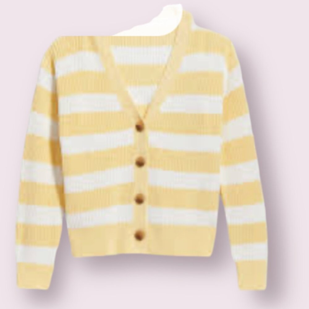 ⭐️Striped Lightweight Shaker-Stitch Art Coquette Hipster Hippie Cardigan Sweater